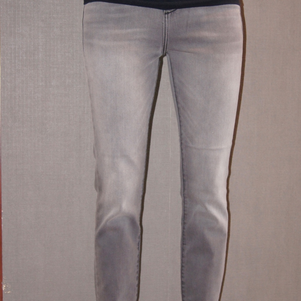 High Waisted Grey Raw Hem Skinny Jean